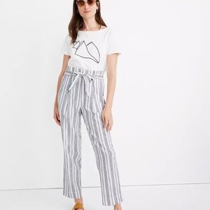 Madewell Linen-Cotton Paperbag Pants Baltic Stripe